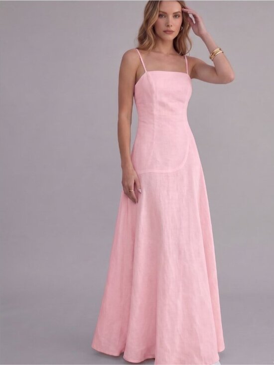 Dresses & Skirts - Reformation Style Linen-Blend Strappy Maxi Dress Pink